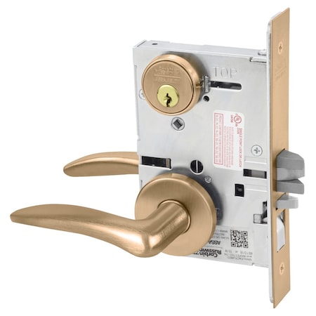 Corbin Russwin Entrance or Office Mortise Lock, DS Lever, A Rose, Satin Bronze ML2051 DSA 612 LH